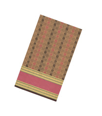 Beige Handloom Silk Cotton Saree With Checks-SC4229