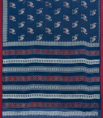 Indigo Printed Jaipur Cotton Saree With Camel Motifs-JC1803