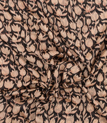 Black Printed Chanderi Cotton Saree With Floral Motifs-CC1767