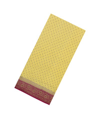 Light Yellow Handloom Banarasi Khaddi Georgette Silk Saree With Contrast Border-BE1865