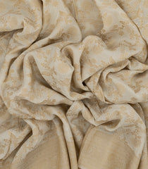 Cream Woven Synthetic Tussar Silk Saree With Floral Vine Motifs-BL4420