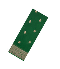 Dark Green Woven Pure Organza Silk Saree With Zari Buttas-KS1083