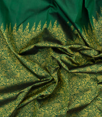 Green Handloom Kanchipuram Rising Border Silk Saree With Vanasingaram Motifs-KA16825