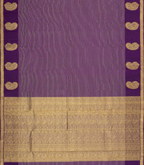 Dark Purple Handloom Kanchipuram Silk Saree With Zari Stripes-KA15281