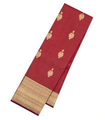 Maroon Handloom Kanchipuram Silk Saree With Zari Stripes & Buttas-KA15710