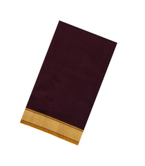 Dark Brown Handloom Silk Cotton Saree With Contrast Border-SC4706