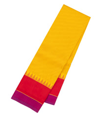 Mustard Handloom Korvai Kanchipuram Silk Saree With Silk Stripes-KA16090