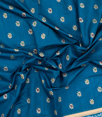 Dark Blue Woven Art Dupion Saree With Tie & Dye Motifs-BL5893