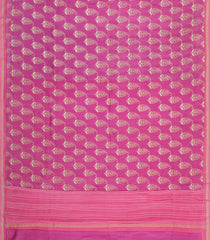 Pink Printed Chanderi Cotton Saree With Floral Motifs-CC1721