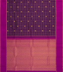 Dark Purple Handloom Kanchipuram Silk Saree With Checks & Buttas-KA14081