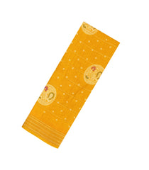 Mustard Printed Synthetic Dola Silk Saree With Zari Stripes & Border Motifs-SY0338