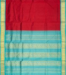 Crimson Handloom 9 Yards Korvai Silk Cotton Saree With Contrast Border-SC3752