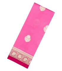 Pink Woven Banarasi Poona Silk Saree With Buttas & Contrast Border-BP1043