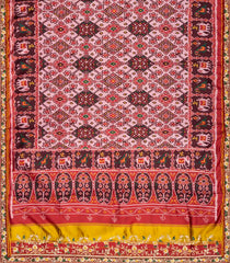 Baby Pink Blended Silk Saree With Ikat Motifs & Hand Embroidered Selvage-EN1713