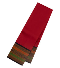 Red Handloom Korvai Kanchipuram Silk Saree With Thread Work Border-KA15418