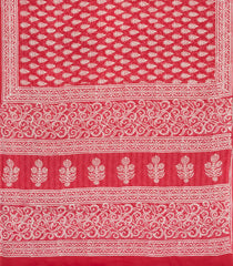 Dark Peach Printed Jaipur Cotton Saree With Floral Motifs-JC1623