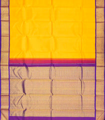 Mango Yellow Handloom Korvai Kanchipuram Silk Saree With Black Border-KA13251