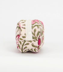 Off White Cotton Bagru Printed Coin Pouch With Zipper-ACS1065