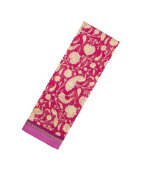 Pink Printed Chanderi Cotton Saree With Peacock Motifs-CC1709