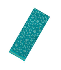 Cyan Printed Chanderi Cotton Saree With Floral Motifs-CC1730