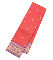 Peach Handloom Shilabalike Silk Saree With Buttas & Contrast Border-KA15880