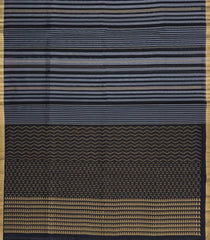 Grey & Black Woven Kora Soft Silk Saree With Dotted Stripes-SO4742