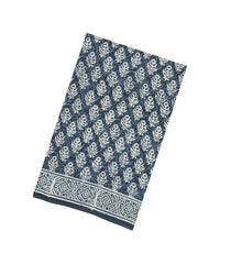 Dark Grey Printed Jaipur Cotton Saree With Floral Motifs-JC1624