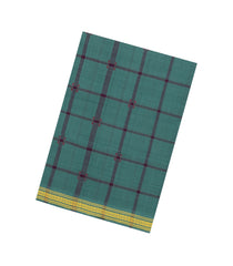 Teal Woven Kadappa Cotton Saree With Checks-KN0747