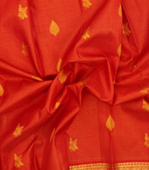 Red Handloom Kanchipuram Silk Saree With Zari Checks & Buttas-KA16365