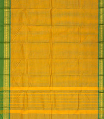 Oil Mustard Woven Chettinad Cotton Saree With Checks & Contrast Border-CN1784