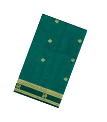 Sea Green Handloom Kanchi Cotton Saree With Silk Border-KC1819
