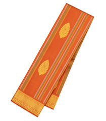 Rust Handloom Kanchipuram Silk Saree With Stripes & Buttas-KA16169