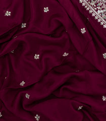 Maroon Woven Synthetic Blended Saree With Embroidered Motifs-EN1983
