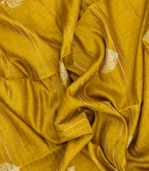 Mustard Printed Synthetic Dola Silk Saree With Zari Stripes & Border-SY0311