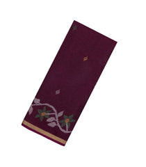 Dark Maroon Printed Blended Erode Cotton Saree With Zari Border-SY0458