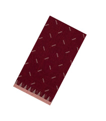 Crimson Woven Bengal Cotton Saree With Chevron Motifs-BG1816