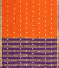 Orange Woven Blended Viscose Saree With Zari Checks & Buttas-BL6078