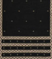 Black Woven Chirala Cotton Saree With Printed Border & Pallu-CR1359