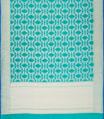 Turquoise Handloom Organza Satin Soft Silk Saree With Floral Jaal Motifs-SO4062