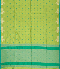 Light Green Woven Synthetic Dola Saree With Floral & Deer Motifs-BL4496