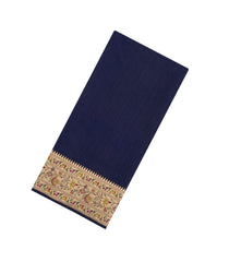 Midnight Blue Woven Art Dupion Saree With Meena Floral Border-BL5922