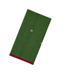 Green Handloom Bengal Cotton Saree With Floral Buttas-BG1598