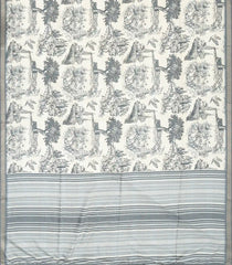 White Woven Art Tussar Saree With Printed Bird Motifs-BL3996