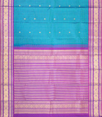 Cyan Handloom Kanchipuram Silk Saree With Zari Checks & Buttas-KA16896