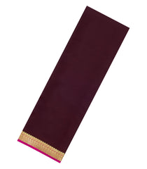 Dark Brown Woven Mysore Silk Saree With Contrast Zari Border-MS3611