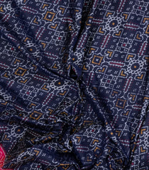 Navy Blue Handloom Pochampally Ikat Silk Saree With Tie & Dye Motifs -IK0428
