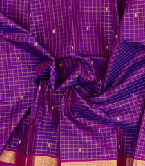 Purple Handloom Kanchipuram Silk Saree With Checks & Buttas-KA15262