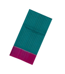 Sea Green Woven Dupion Silk Saree With Dotted Stripes & Contrast Border-DS0641