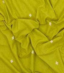 Neon Green Handloom Bengal Cotton Saree With Floral Motifs-BG1841