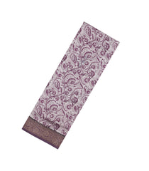 Lilac Printed Chanderi Cotton Saree With Bird Motifs & Zari Border-CC1655